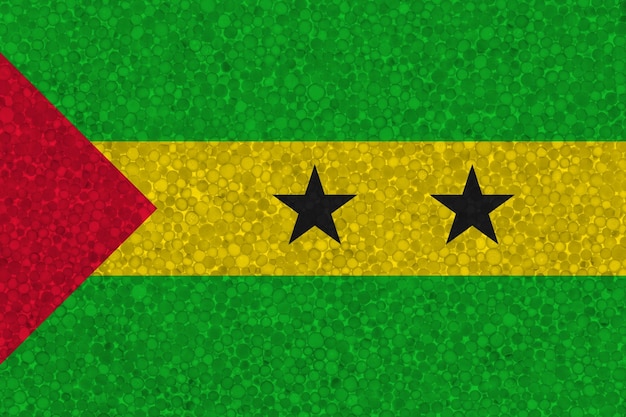 Flag of Sao Tome and Principe on styrofoam texture