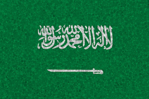 Flag of Saudi Arabia on styrofoam texture