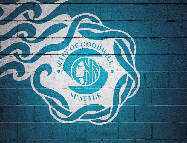 Flag of Seattle painted on a wall