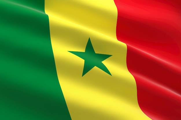 Flag of Senegal. 3d illustration of the Senegalese flag waving