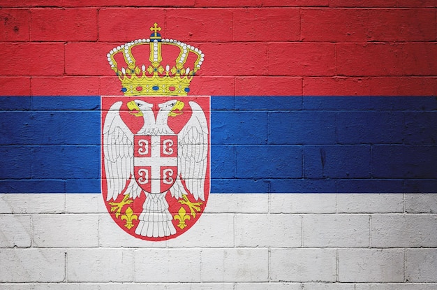 Photo flag of serbia painted on a wall