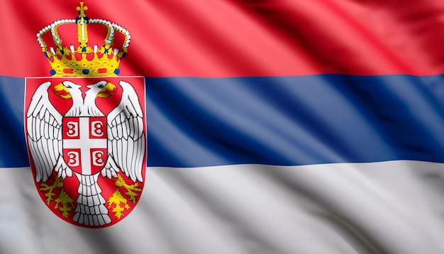 Photo flag of serbia with folds