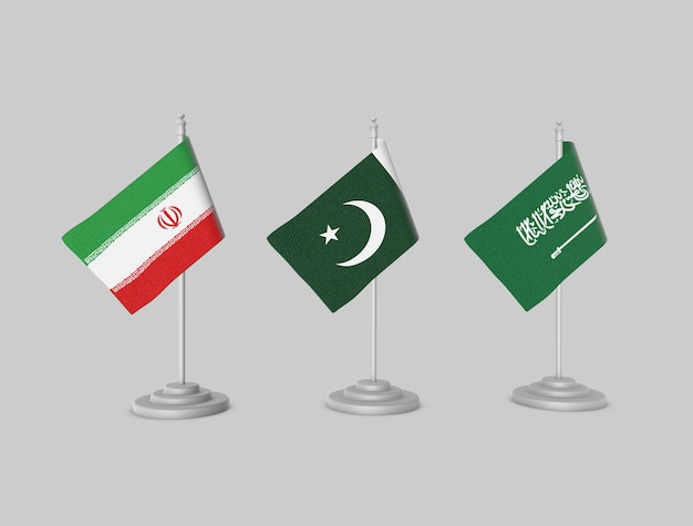 Set di bandiere - pakistan, iran, ksa