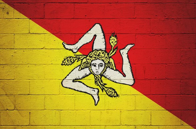 Flag of Sicilia painted on a wall