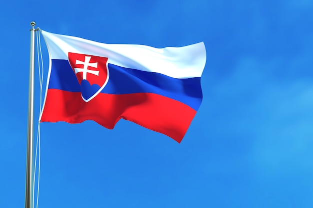 Flag of Slovakia on the blue sky background