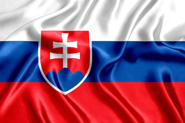スロバキアの旗のシルクのクローズアップ