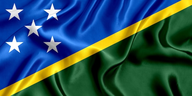 Flag of Solomon Islands silk close-up