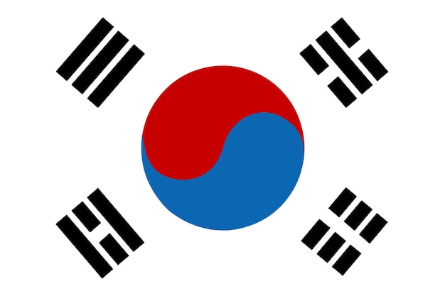 The flag of South Korea is made with the official Korean national colors and correct proportions.