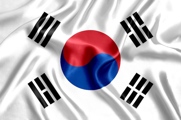 Flag of South Korea silk close-up