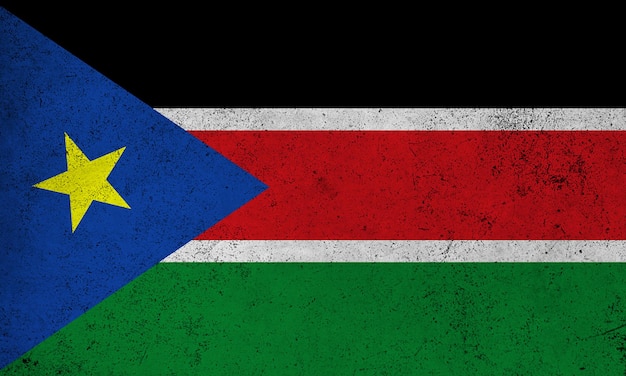 南スーダンの国旗 グランジ・テクスチャー