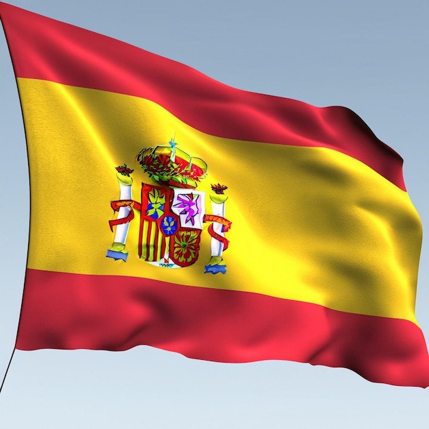 The flag of Spain flutters in its distinctive colors