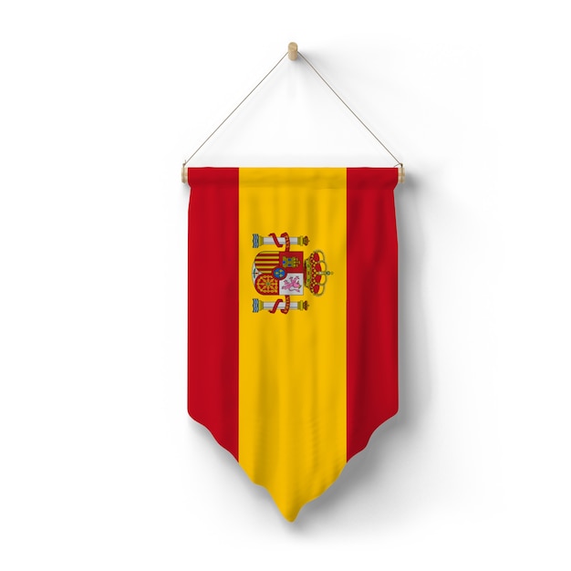 Flag of Spain is hanged on the wall