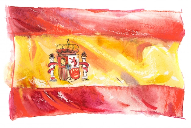 Flag of Spain painted in Watercolors