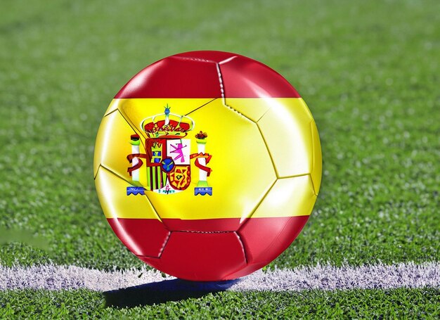 Photo flag of spain on a soccer ball