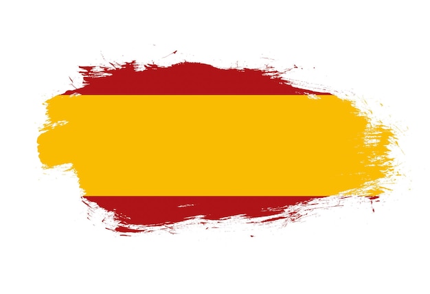 흰색 획 브러시 배경에 스페인의 국기