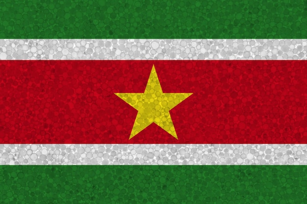 Flag of Suriname on styrofoam texture