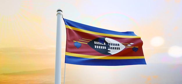 Флаг свазиленда 3d флаг развевается баннер и фон