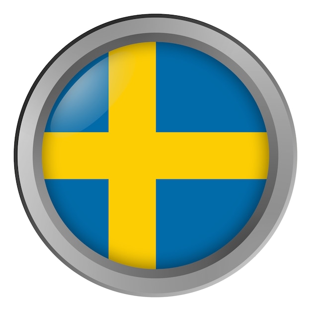 Flag of Sweden round as a button