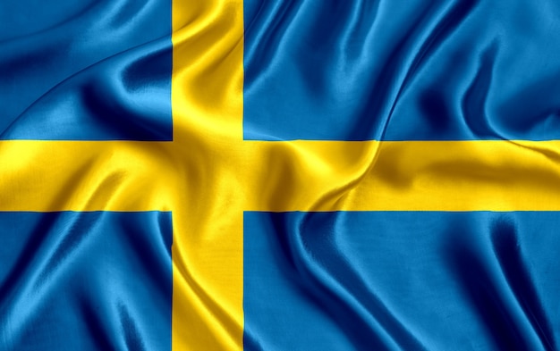 Flag of Sweden silk close-up