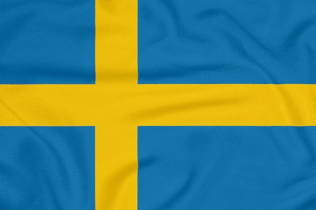 Photo flag of sweden on textured fabric.