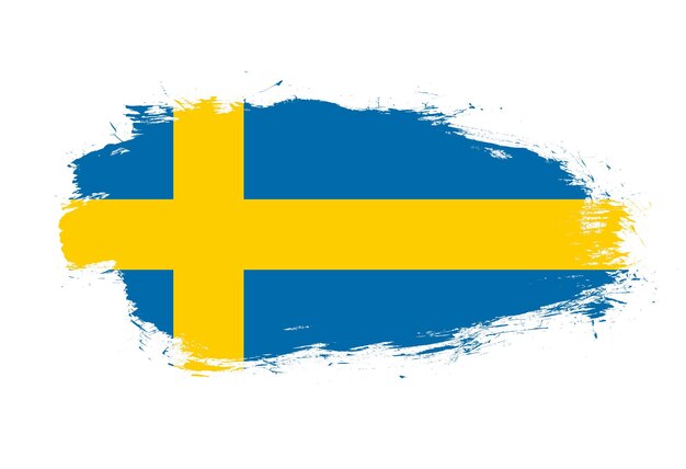 Flag of sweden on white stroke brush background