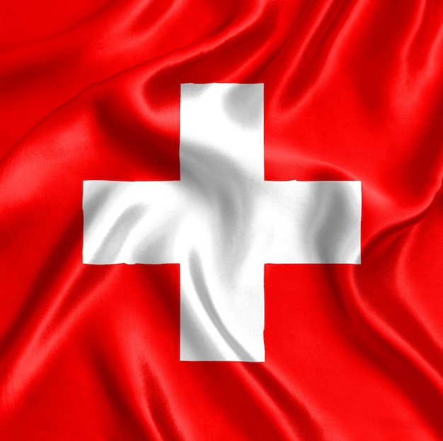 Flag of Switzerland silk close-up