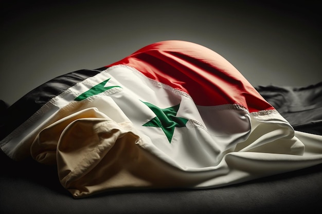 Flag of Syria, concept related to earthquake in Syria and Turkey. Solidarity is an act of kindness.