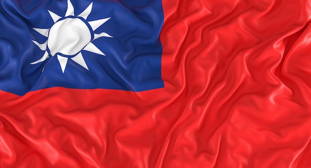 Flag of taiwan blown by the wind 3d render