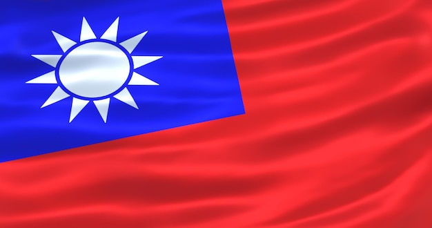 Flag of taiwan metallic 3d render