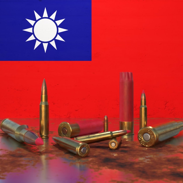 Foto bandiera di taiwan con proiettili