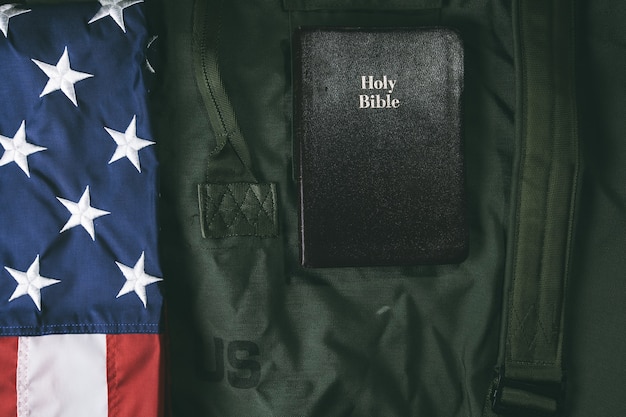 Flag of te usa and a holy bible