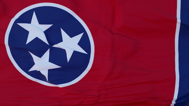 flag of tennessee state region of the united states waving at wind 3d rendering