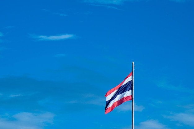 Flag of Thailand against blue sky