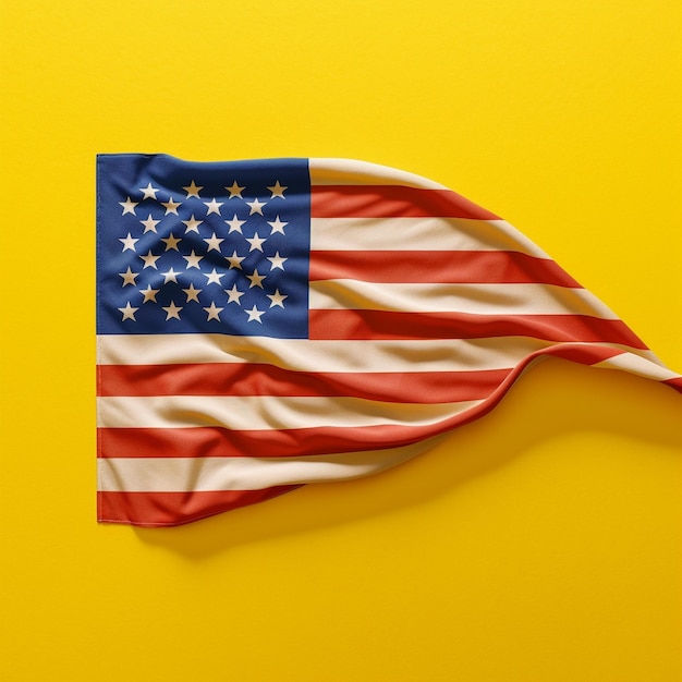 Photo a flag that is on a yellow wall with the stars and stripes