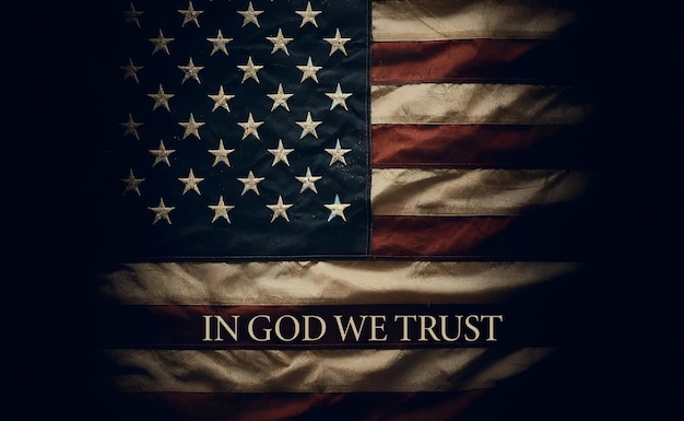 a flag that says in god we trust is written on it