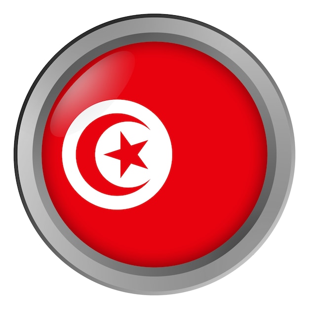 Flag of Tunisia round as a button