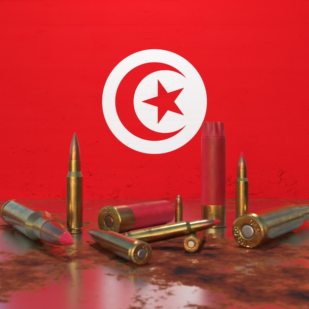 Flag of Tunisia With Bullets