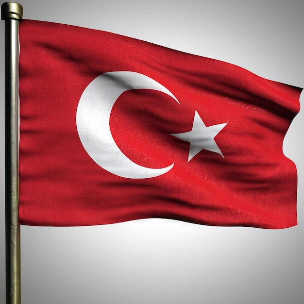 The flag of turkey flutters in its distinctive colors