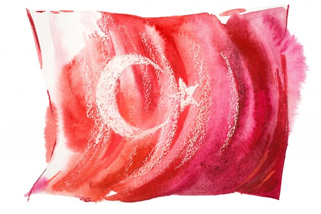 Flag of Turkey painted in Watercolors