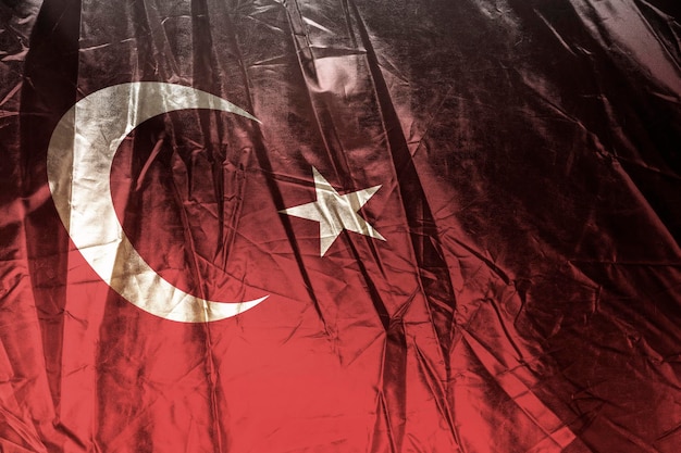 白い星と赤と白の色でトルコの旗 シリアとトルコ 2023 の地震に関連する概念 連帯は、他者との親切と理解の行為です