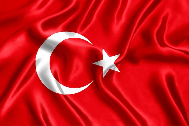 Flag of Turkey silk close-up