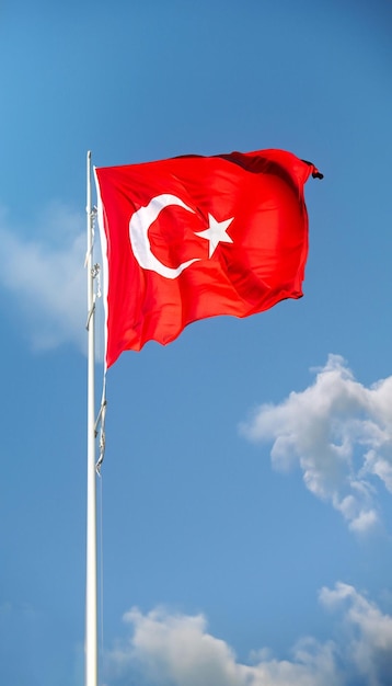 Flag of turkey waving in the sky generative ai