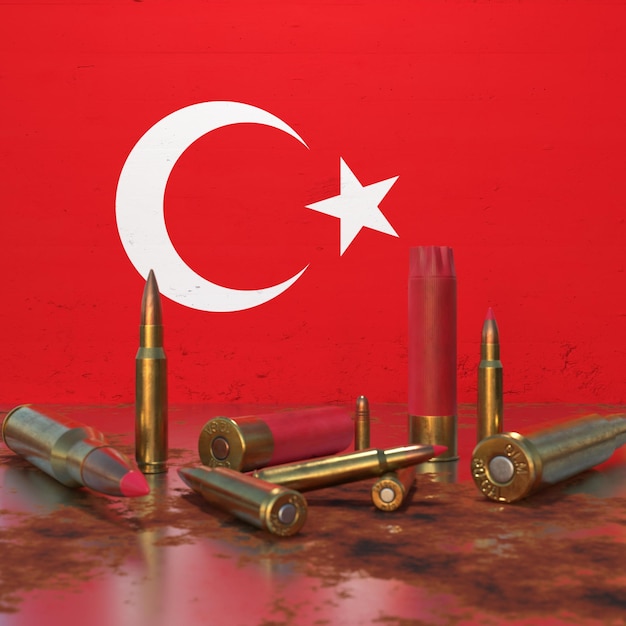 Flag of Turkiye With Bullets