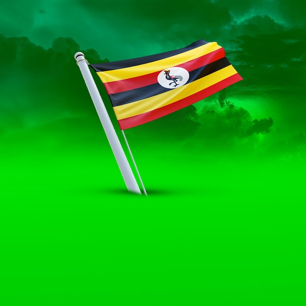 소셜 미디어에 사용되는 녹색 구름 배경의 우간다 국기