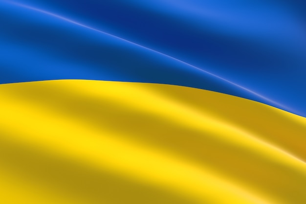 Flag of Ukraine. 3d illustration of the Ukrainian flag waving