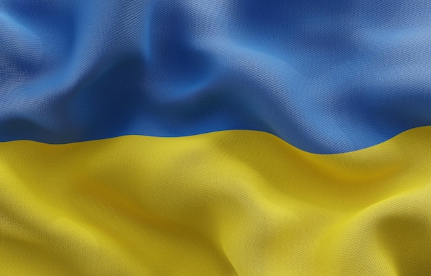 Photo flag of ukraine background closeup waving flag 3d rendering