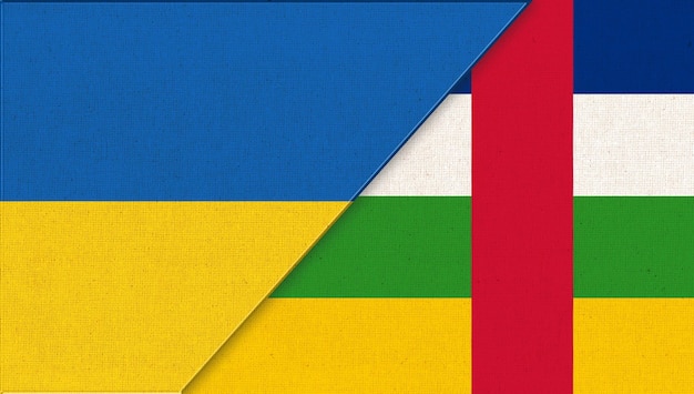 Flag of Ukraine and Central African Republic 3D illustration National Symbols