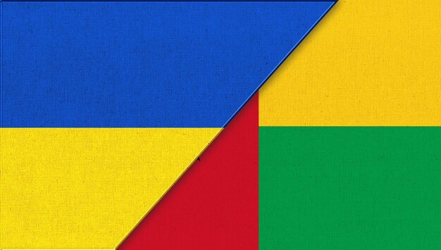 Flag of Ukraine and GuineaBissau 3D illustration Two Flags Together