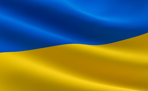 Photo flag of ukraine.  illustration of the ukrainian flag waving.