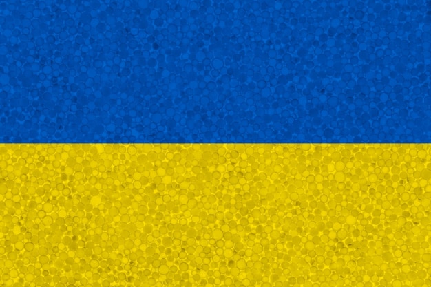 Flag of Ukraine on styrofoam texture